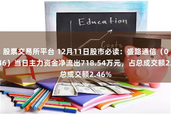 股票交易所平台 12月11日股市必读：盛路通信（002446）当日主力资金净流出718.54万元，占总成交额2.46%